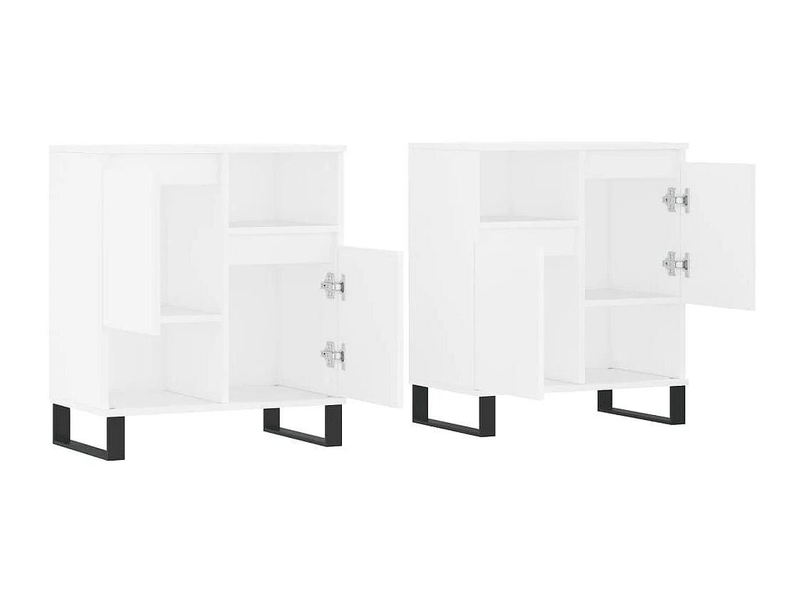 Buffets 2 pcs blanc bois d'ingénierie