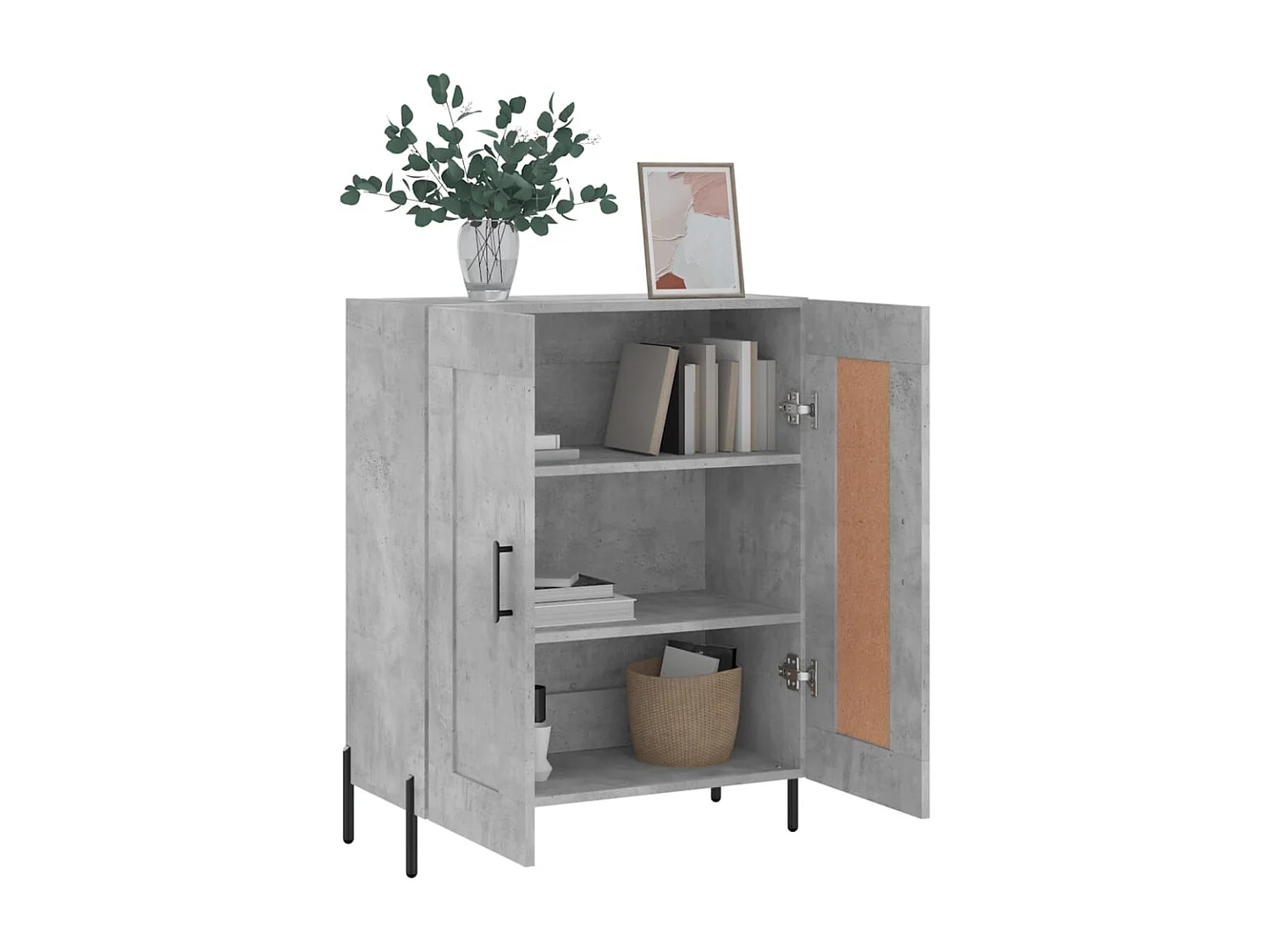 Buffet gris béton 69,5x34x90 cm bois d'ingénierie
