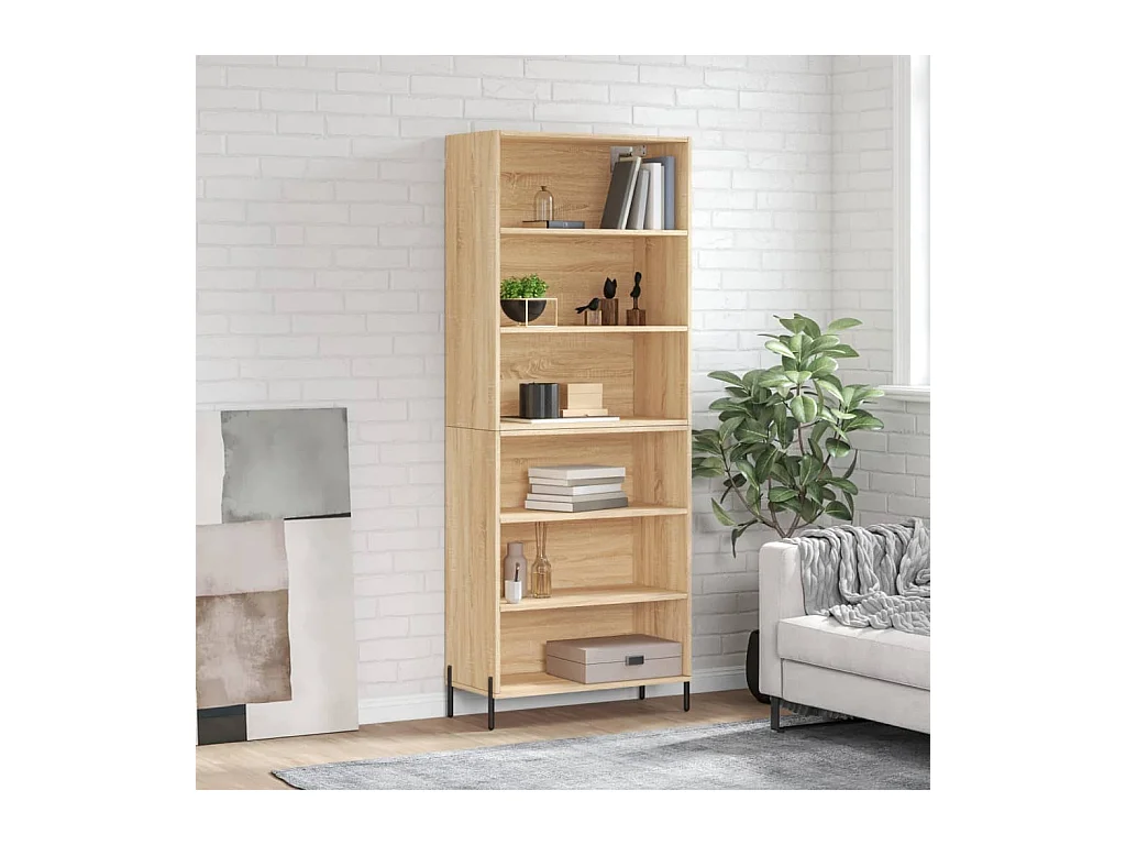 Hoge kast 69,5x32,5x180 cm bewerkt hout sonoma eikenkleurig