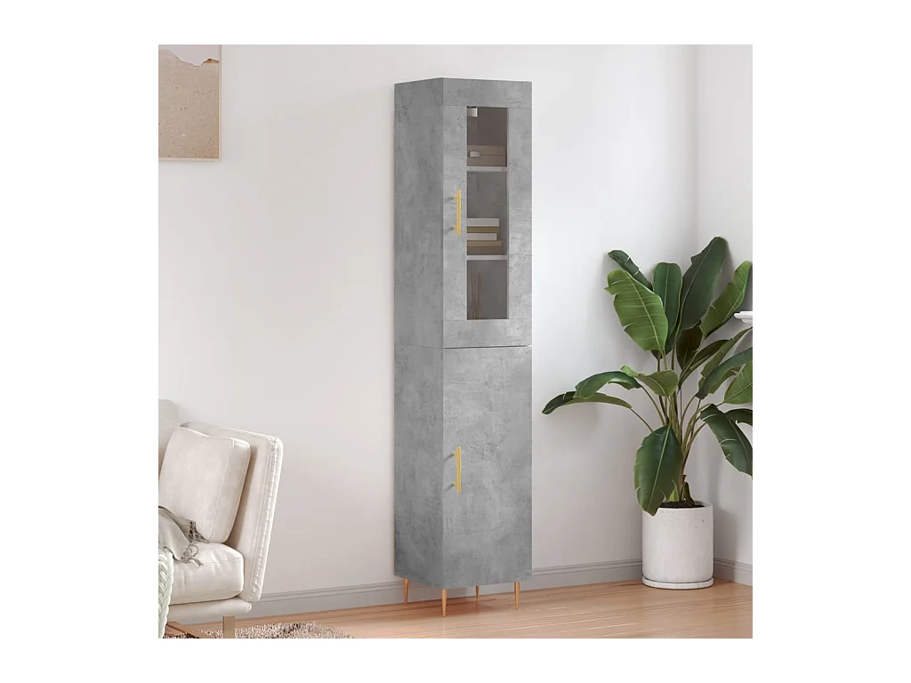 Highboard Betongrau 34,5x34x180 cm Holzwerkstoff