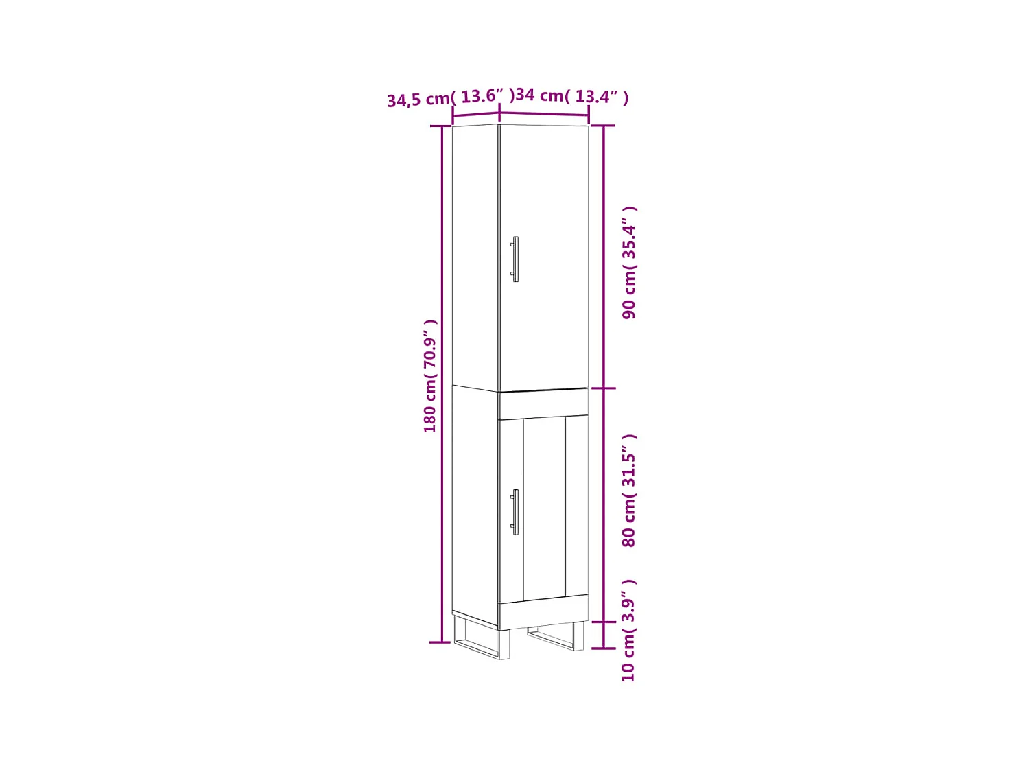Highboard Grau Sonoma 34,5x34x180 cm Holzwerkstoff