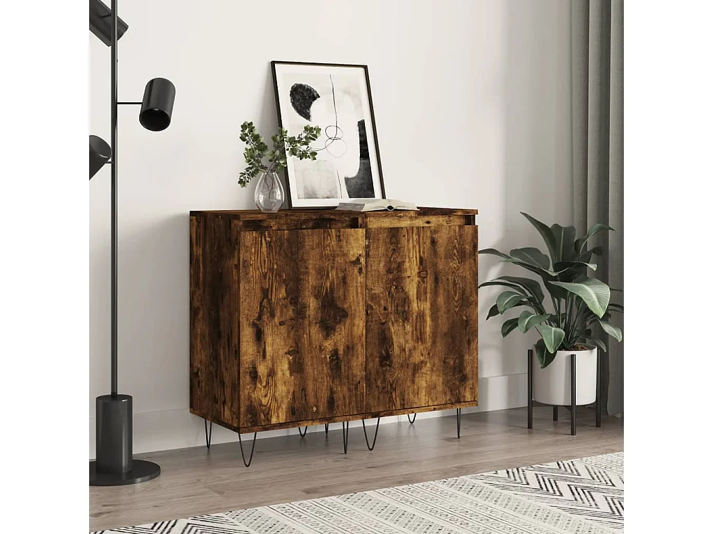 Sideboards 2 Stk. Räuchereiche 40x35x70 cm Holzwerkstoff
