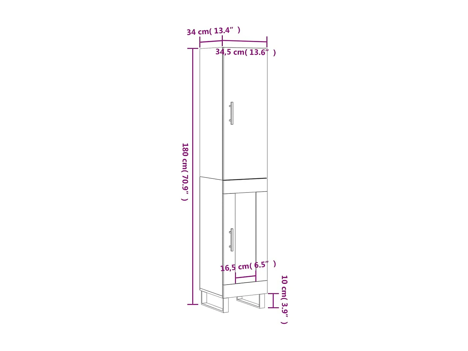 Buffet haut Blanc 34,5x34x180 cm Bois d'ingénierie