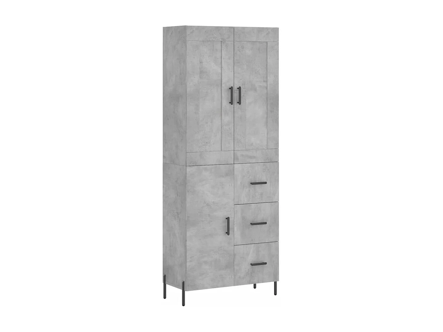 Buffet haut Gris béton 69,5x34x180 cm Bois d'ingénierie