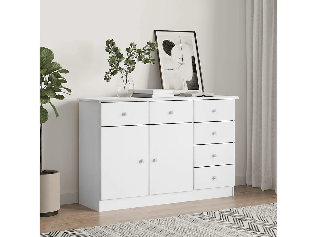 Buffet ALTA blanc 112x35x73 cm bois massif de pin