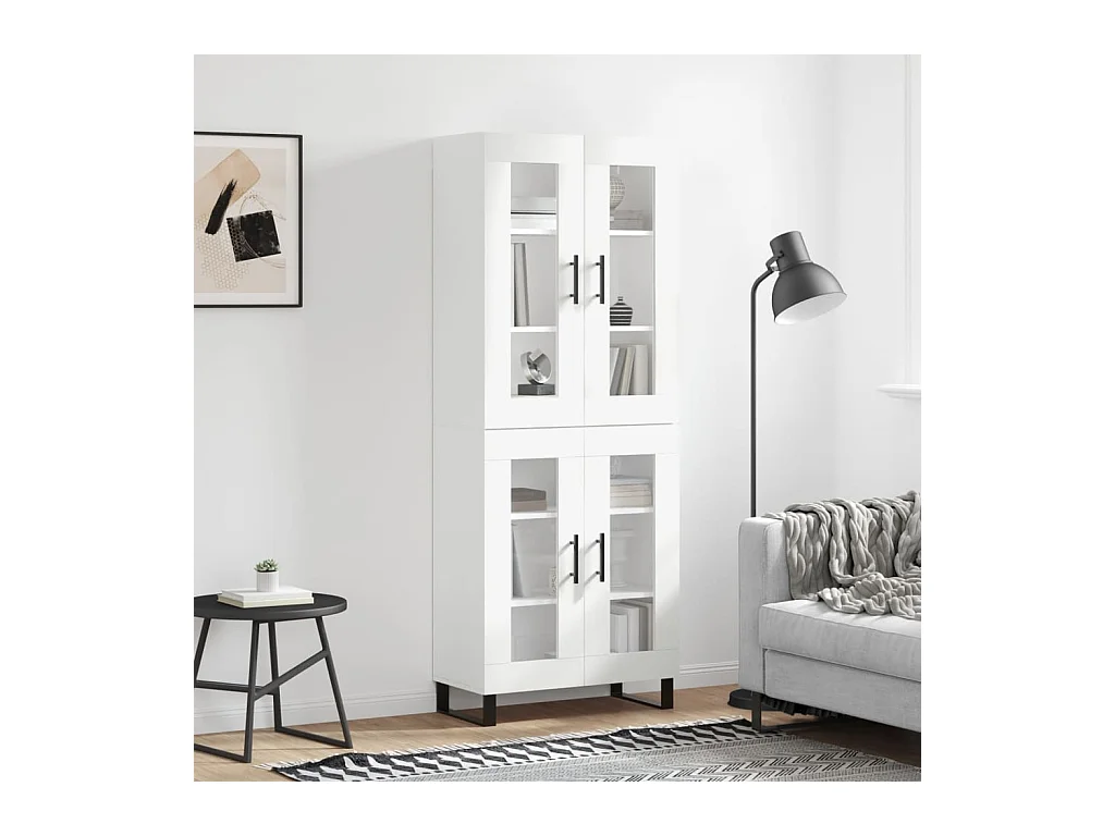 Buffet haut Blanc 69,5x34x180 cm Bois d'ingénierie