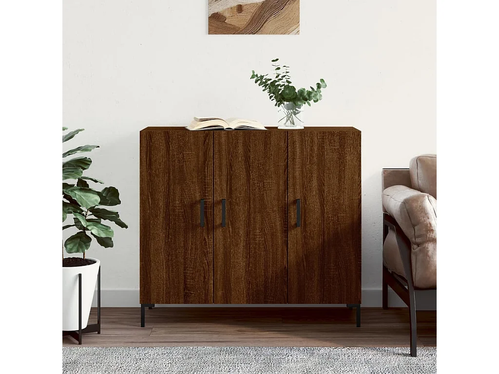 Buffet chêne marron 90x34x80 cm bois d'ingénierie