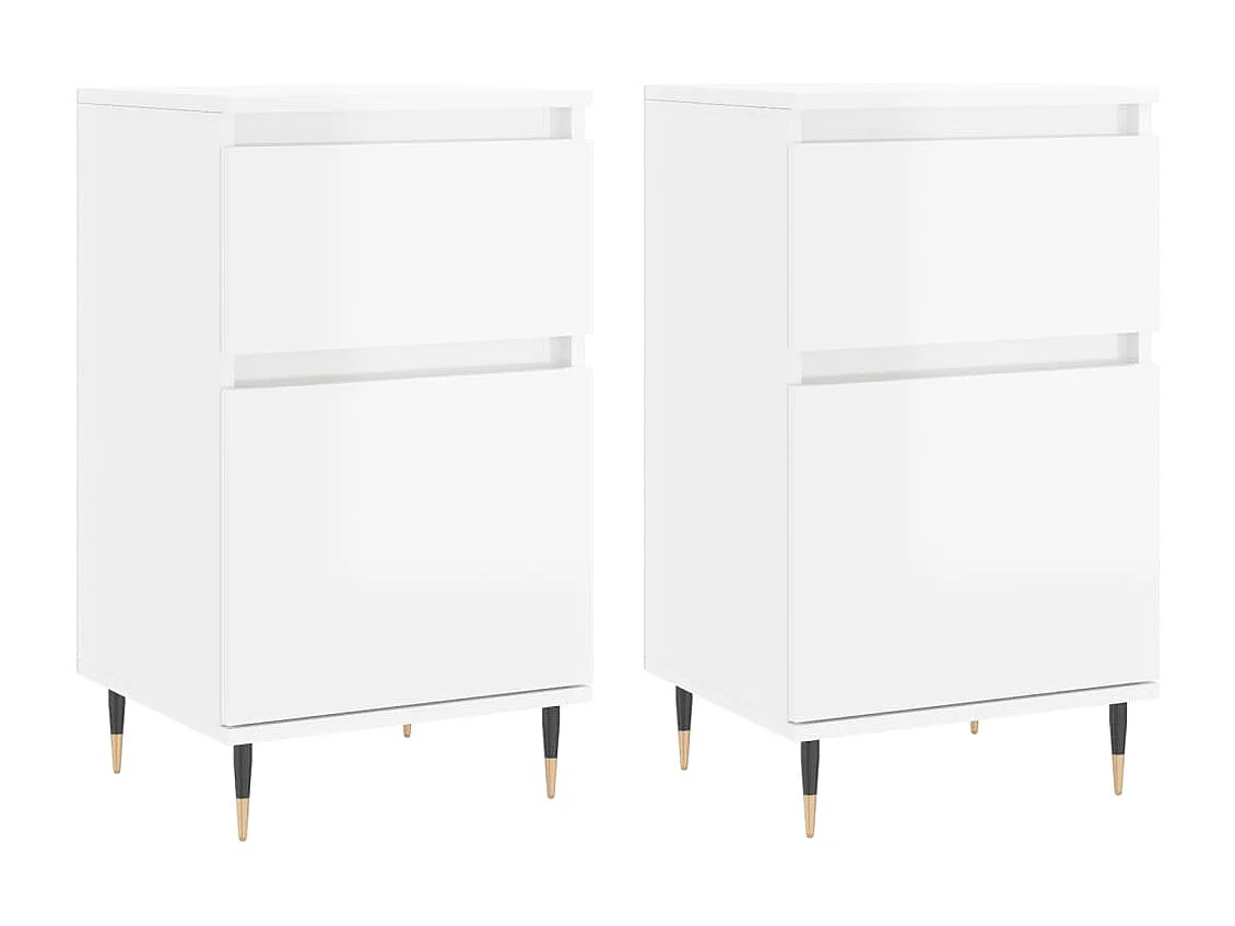 Buffets 2 pcs blanc brillant 40x35x70 cm bois d'ingénierie