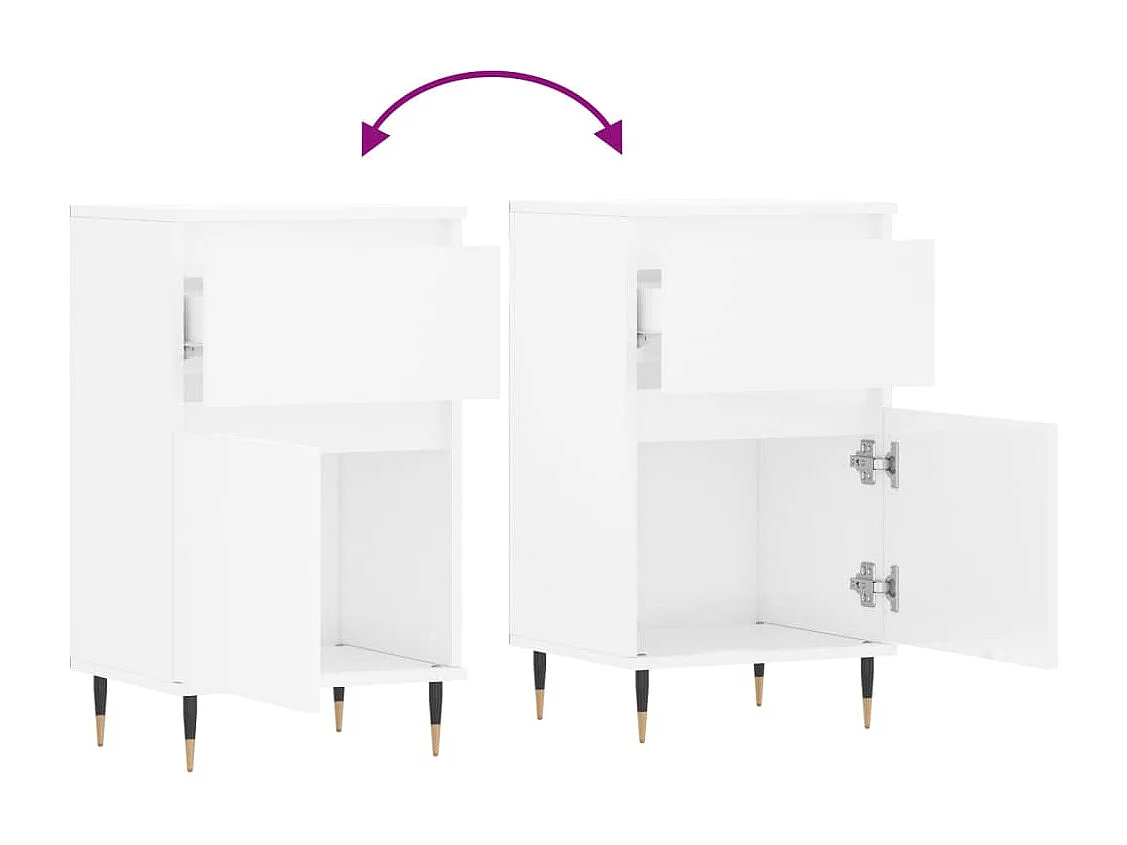 Buffets 2 pcs blanc brillant 40x35x70 cm bois d'ingénierie