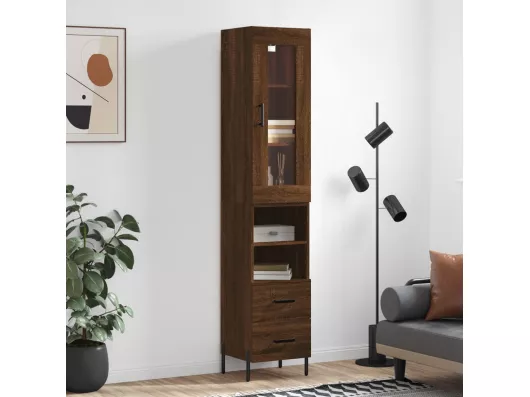 Kauf Unique Highboard Braun Eichen-Optik 34,5x34x180 cm Holzwerkstoff