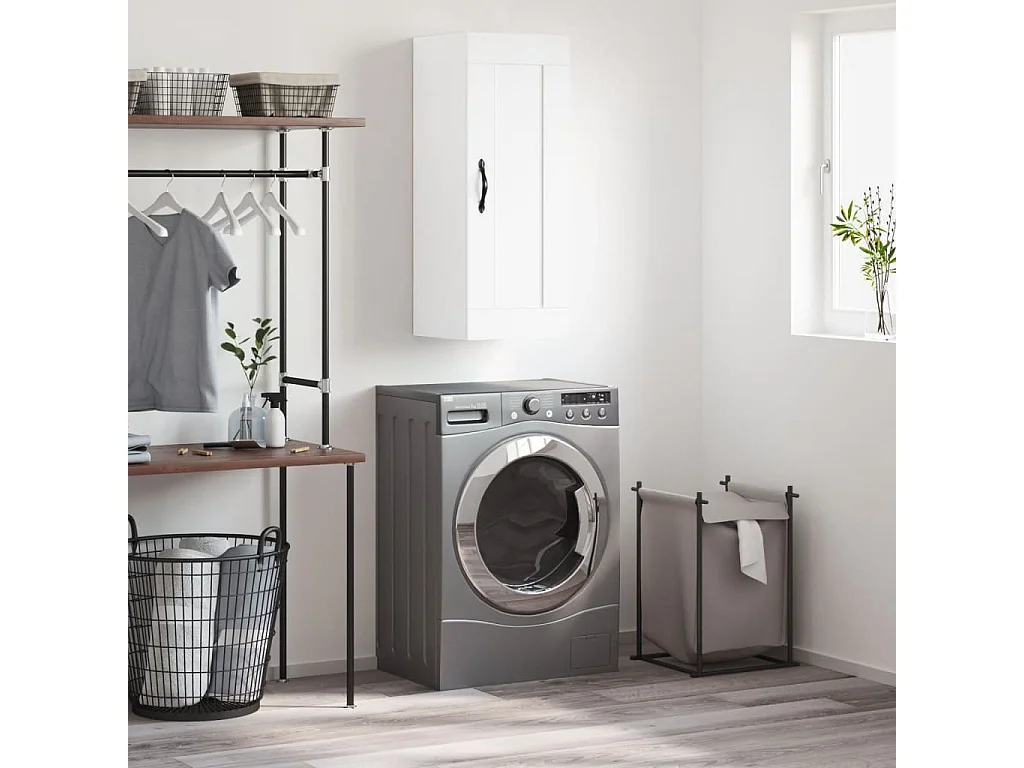 Mobile a Parete Bianco 34,5x34x90 cm in Legno Multistrato