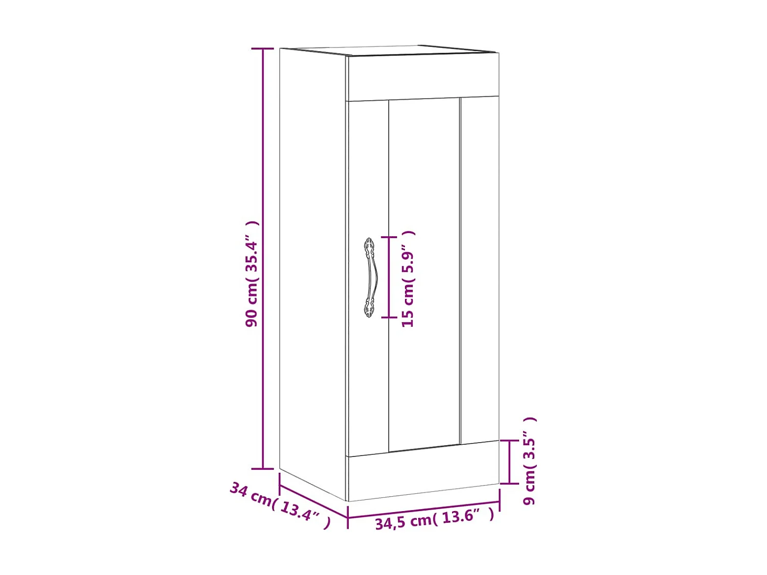 Mobile a Parete Bianco 34,5x34x90 cm in Legno Multistrato