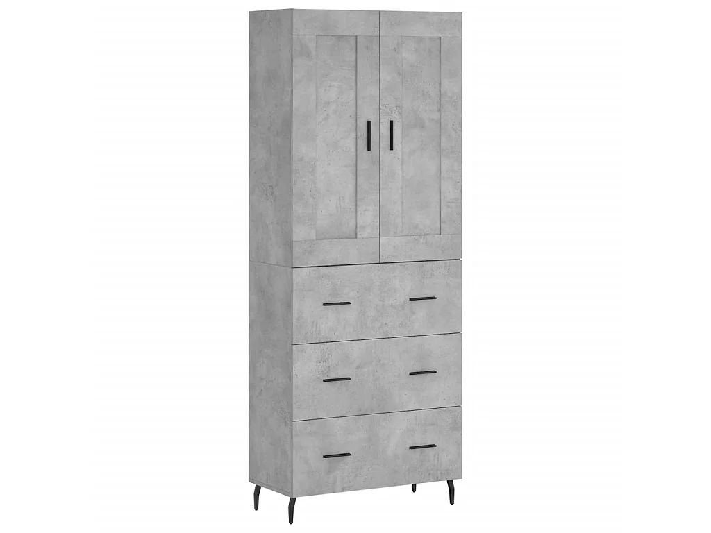 Highboard Betongrau 69,5x34x180 cm Holzwerkstoff