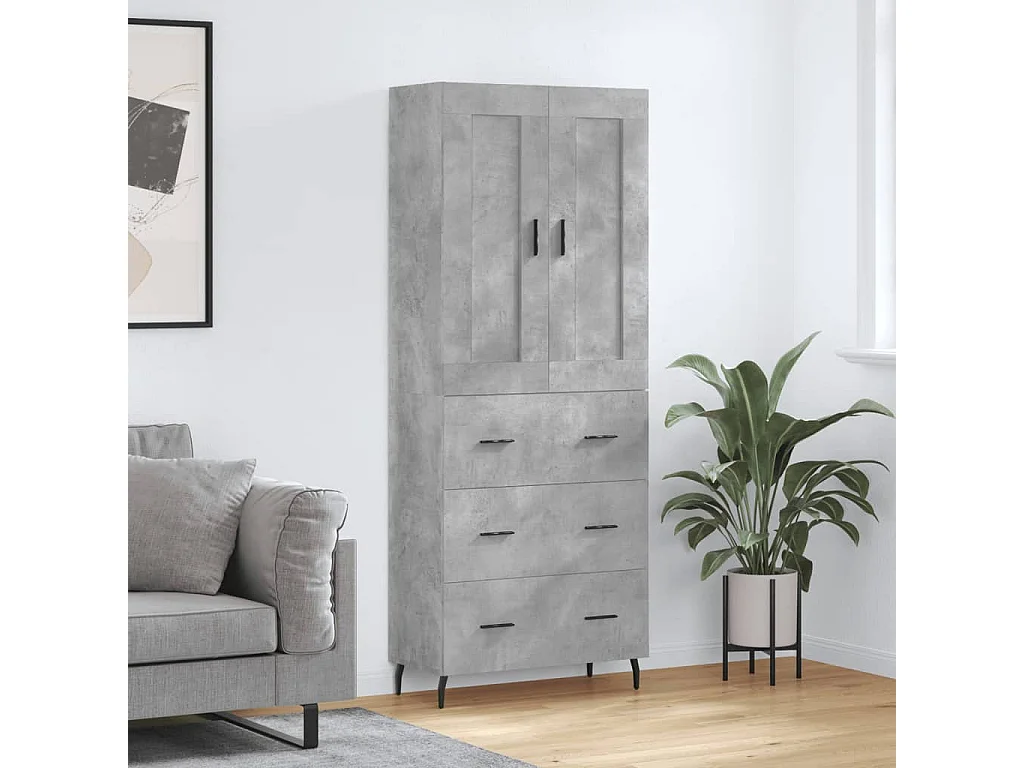 Highboard Betongrau 69,5x34x180 cm Holzwerkstoff