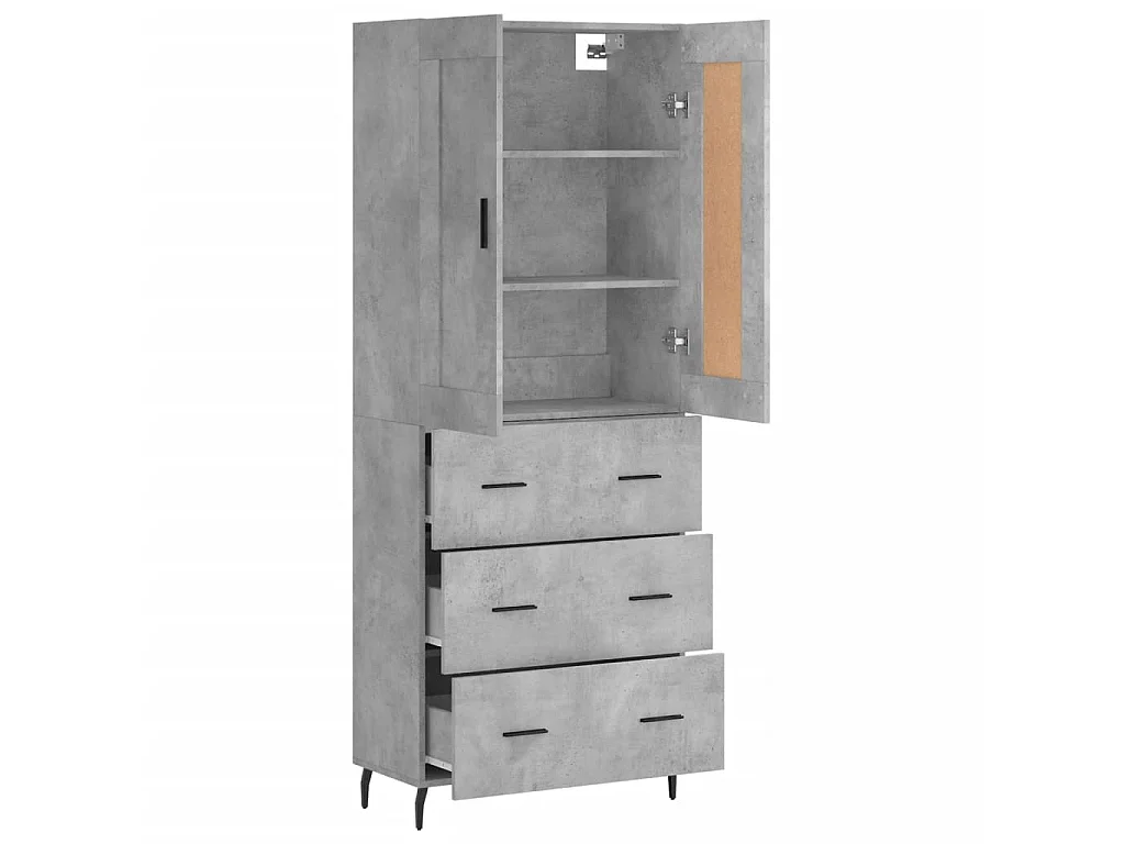 Highboard Betongrau 69,5x34x180 cm Holzwerkstoff