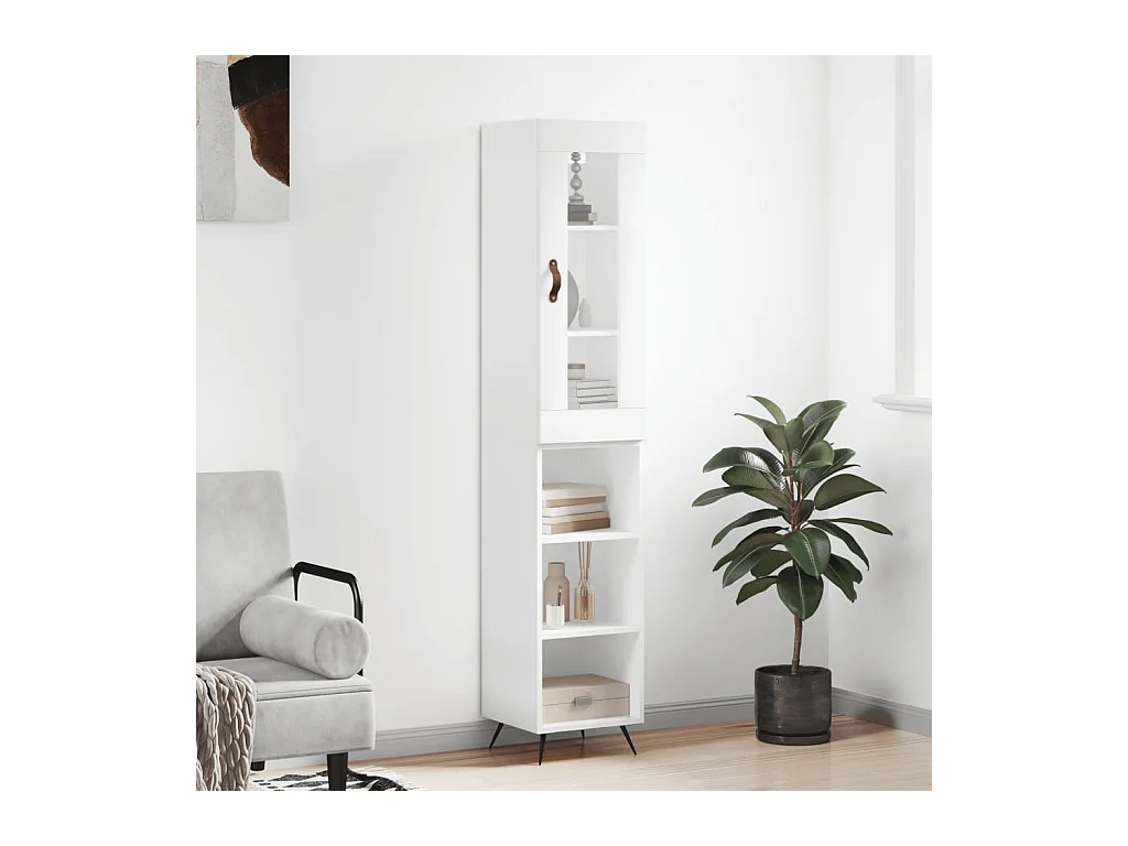 Buffet haut Blanc 34,5x34x180 cm Bois d'ingénierie