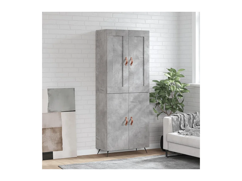 Buffet haut Gris béton 69,5x34x180 cm Bois d'ingénierie