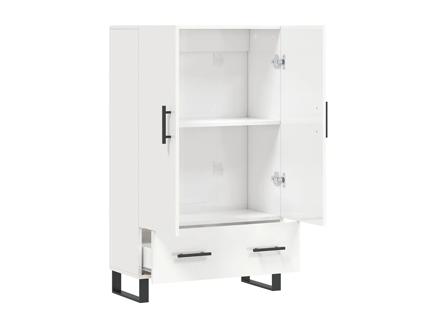 Credenza Bianco Lucido 69,5x31x115 cm in Legno Multistrato