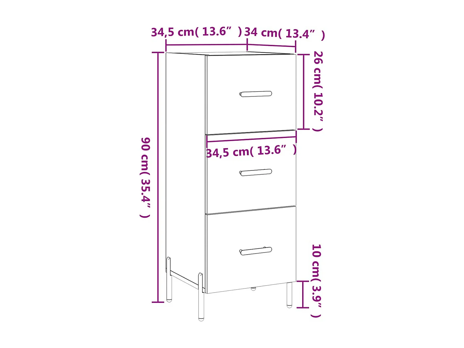 Sideboard Braun Eichen-Optik 34,5x34x90 cm Holzwerkstoff