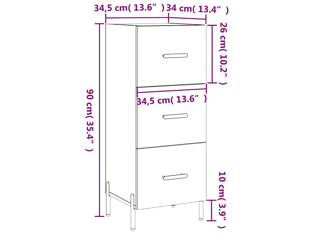 Buffet Chêne marron 34,5x34x90 cm Bois d'ingénierie