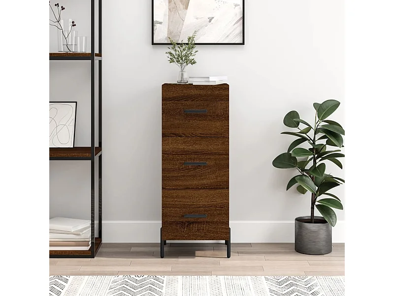 Credenza Rovere Marrone 34,5x34x90 cm in Legno Multistrato