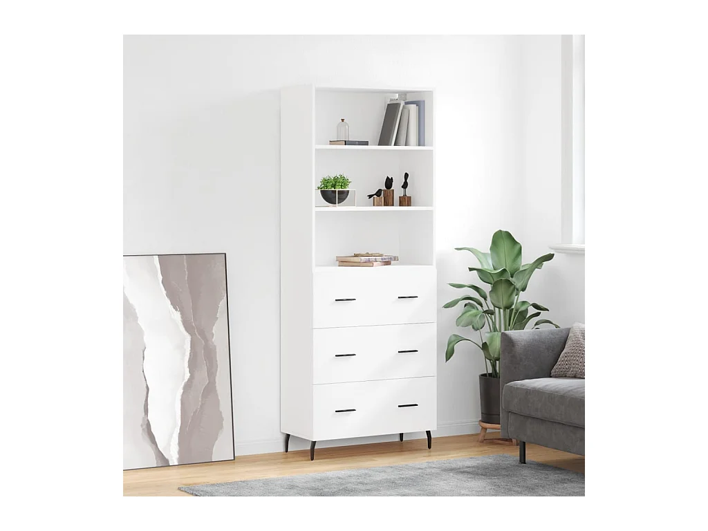 Highboard Weiß 69,5x34x180 cm Holzwerkstoff
