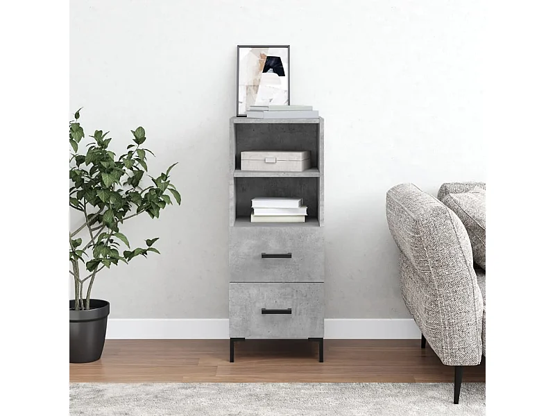 Credenza Grigio Cemento 34,5x34x90 cm in Legno Multistrato