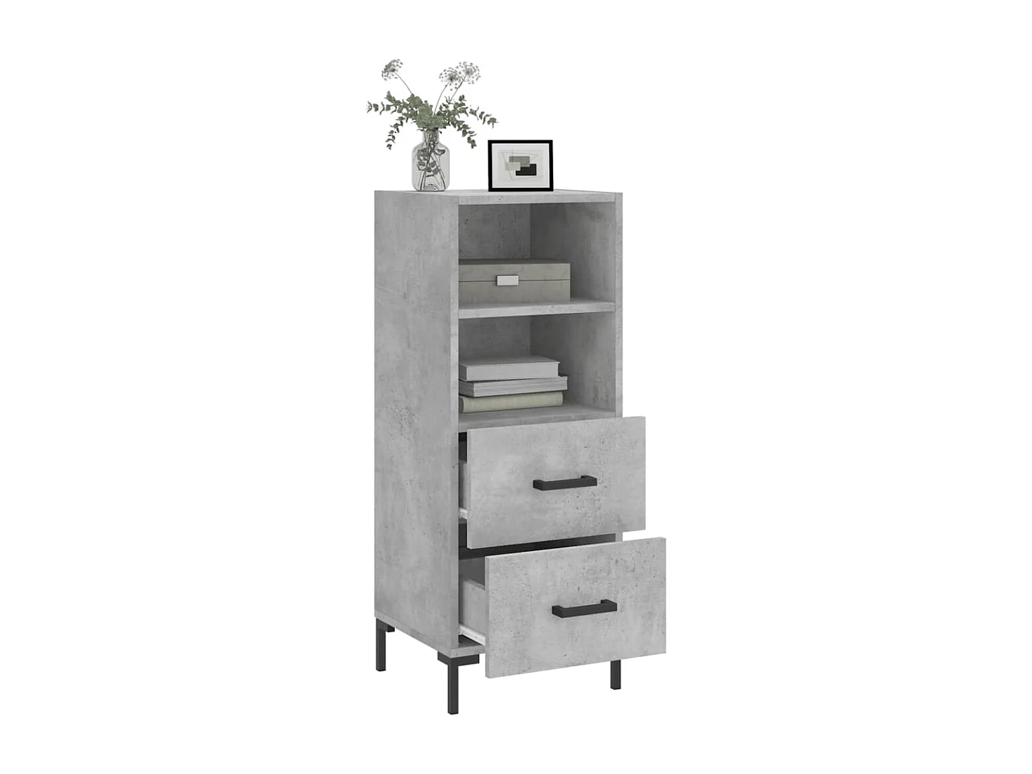 Buffet Gris béton 34,5x34x90 cm Bois d'ingénierie
