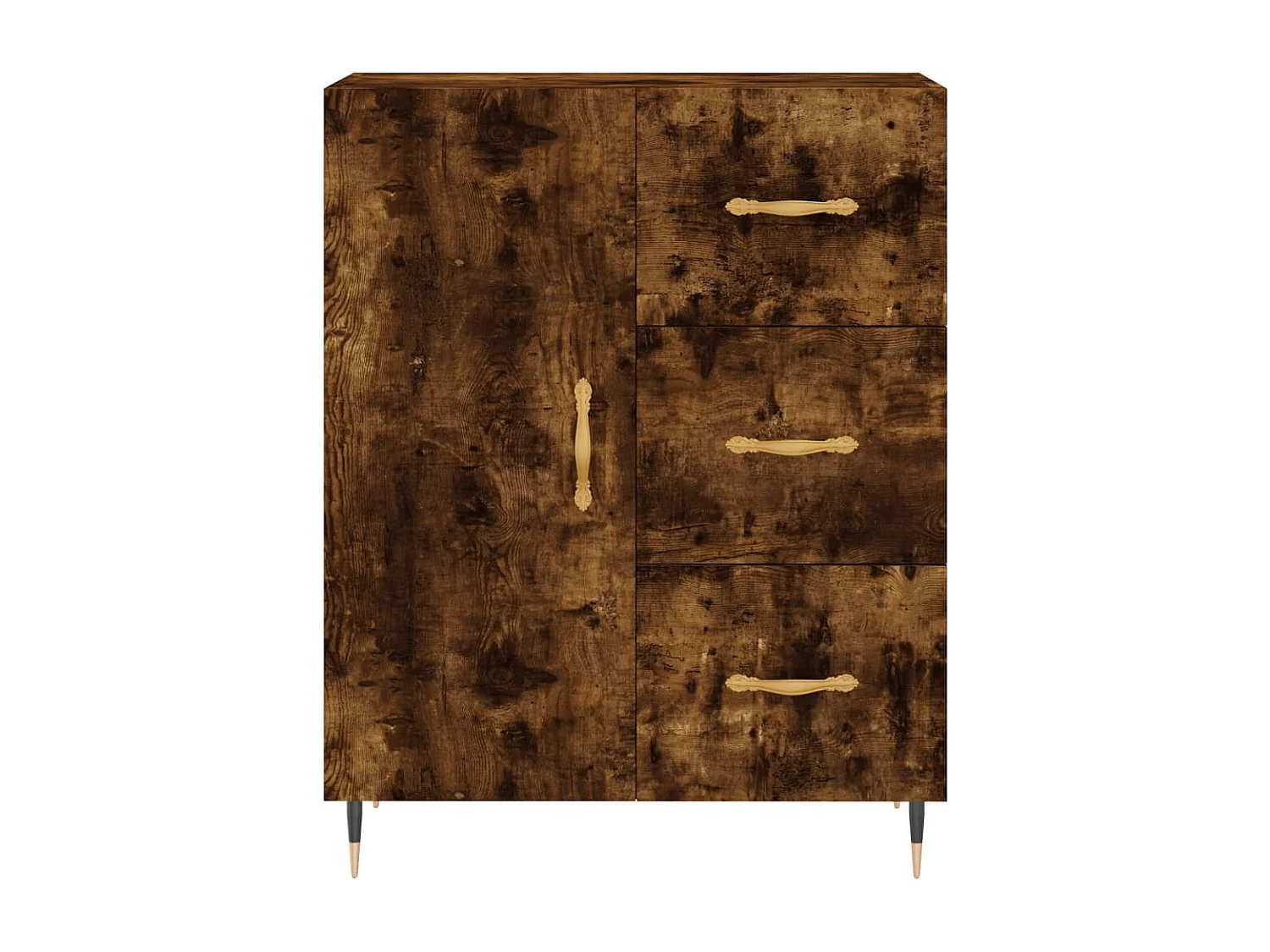 Buffet haut Chêne fumé 69,5x34x180 cm Bois d'ingénierie