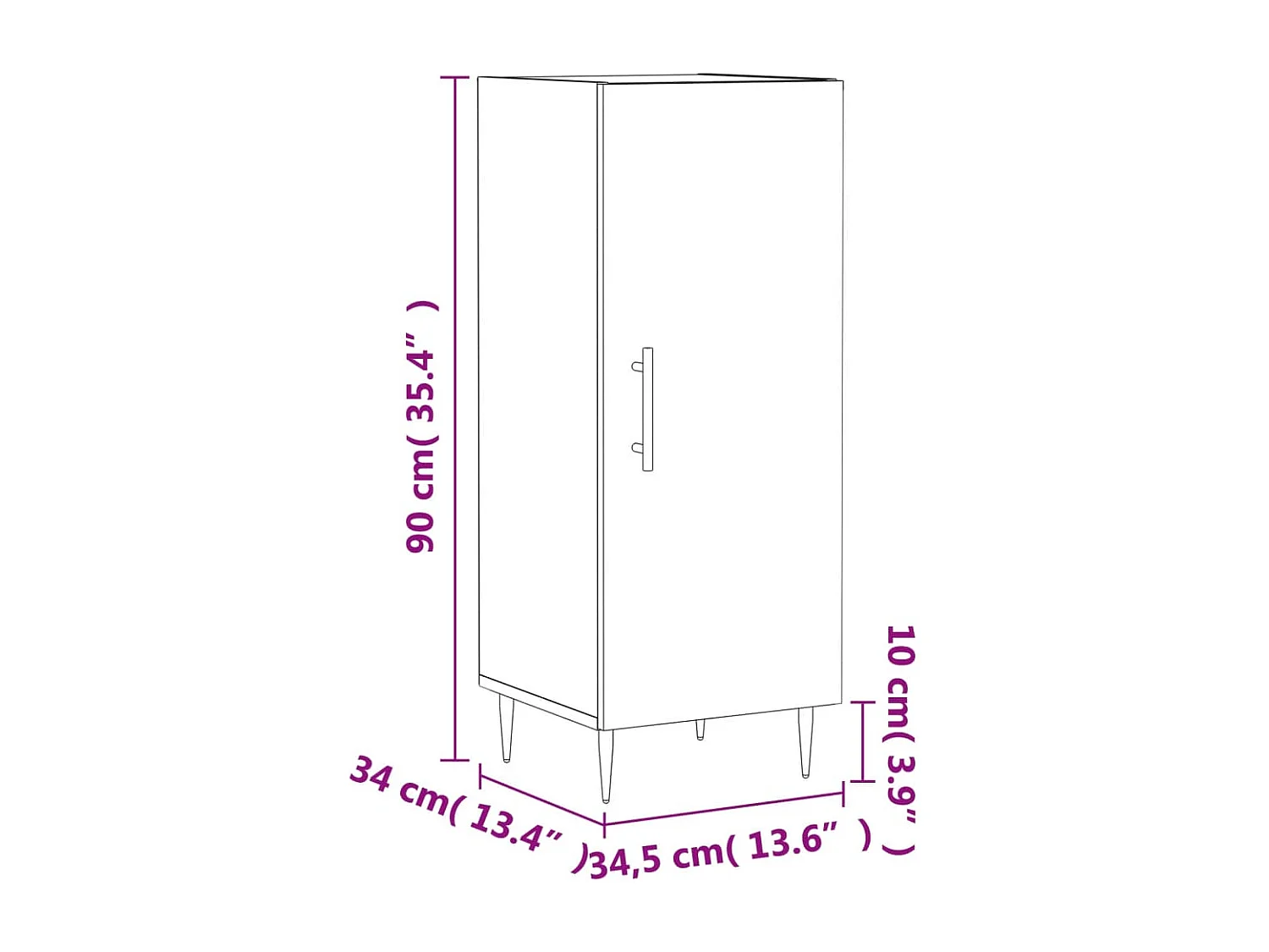 Credenza Grigio Cemento 34,5x34x90 cm in Legno Multistrato
