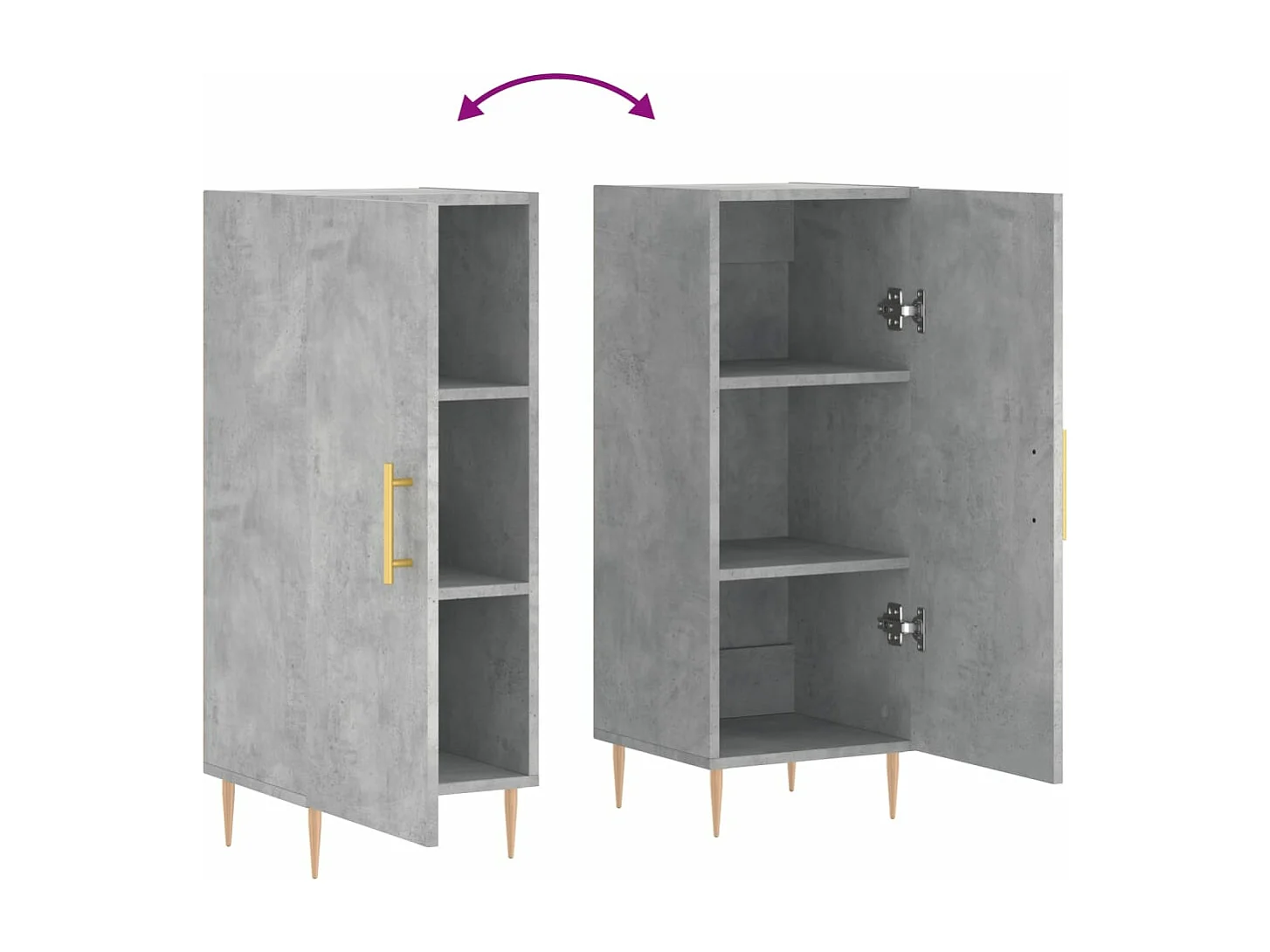 Credenza Grigio Cemento 34,5x34x90 cm in Legno Multistrato