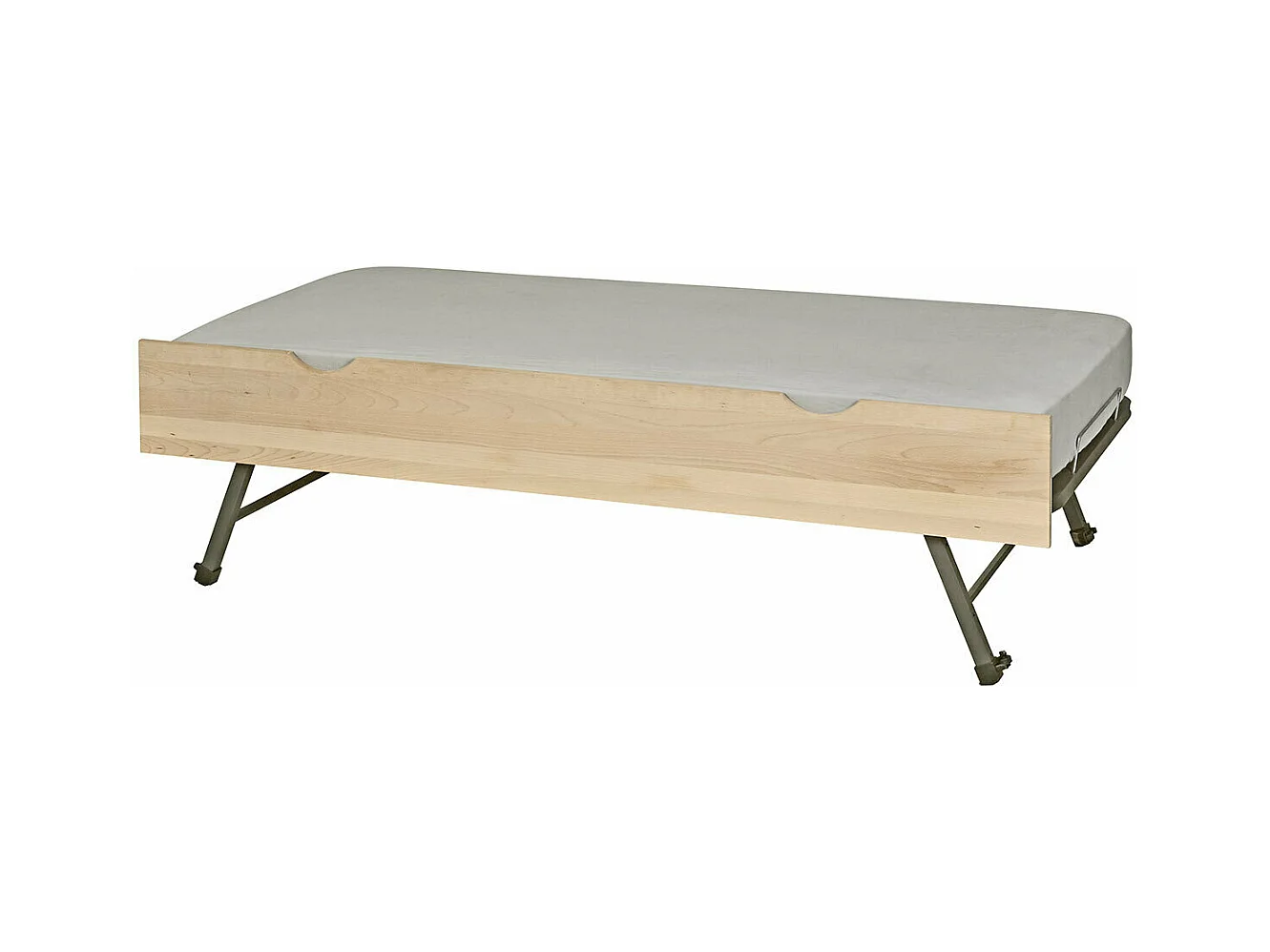 Sommier gigogne avec façade 2 mains 70x190 cm bois massif hêtre MAKURIA