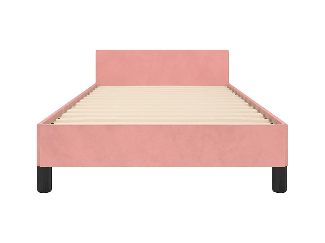 Estrutura de cama c/ cabeceira 90x190 cm veludo rosa