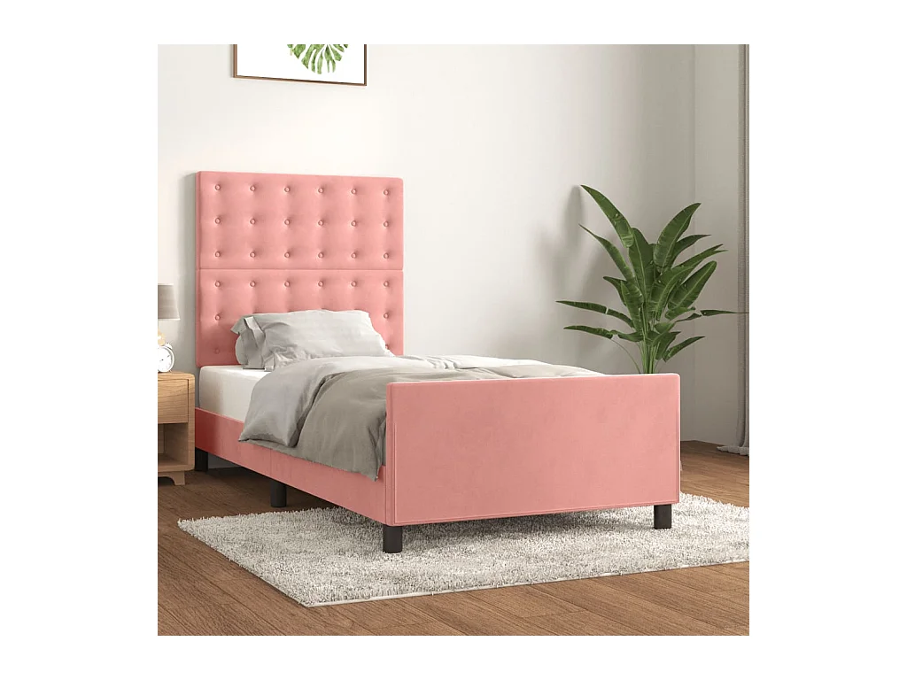 Cadre de lit sans matelas rose 90x190 cm velours