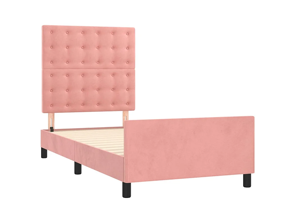Cadre de lit sans matelas rose 90x190 cm velours