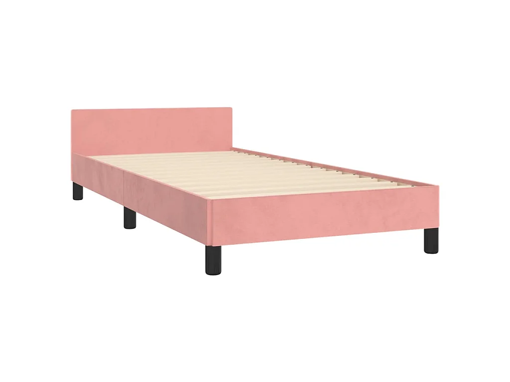 Cadre de lit sans matelas rose 90x190 cm velours