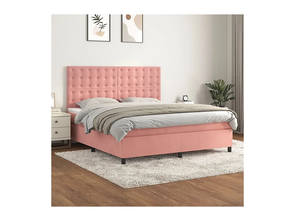 Sommier à lattes de lit avec matelas Rose 180x200 cm Velours