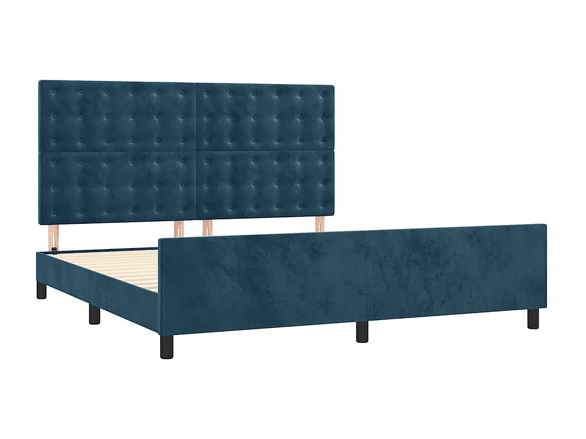 Cadre de lit sans matelas bleu foncé velours