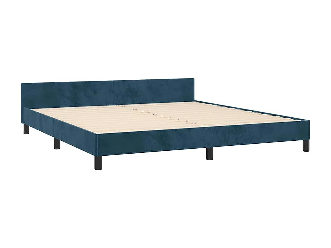Cadre de lit sans matelas bleu foncé velours