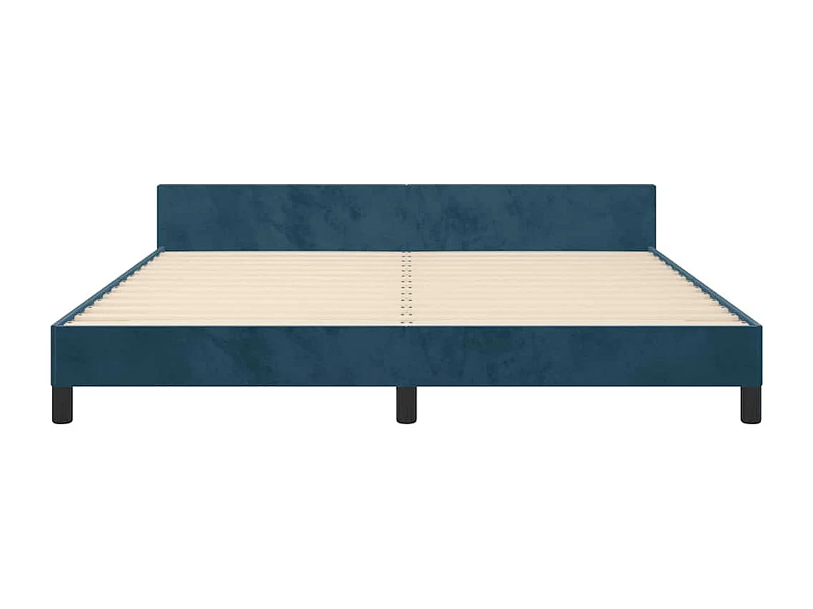 Cadre de lit sans matelas bleu foncé velours