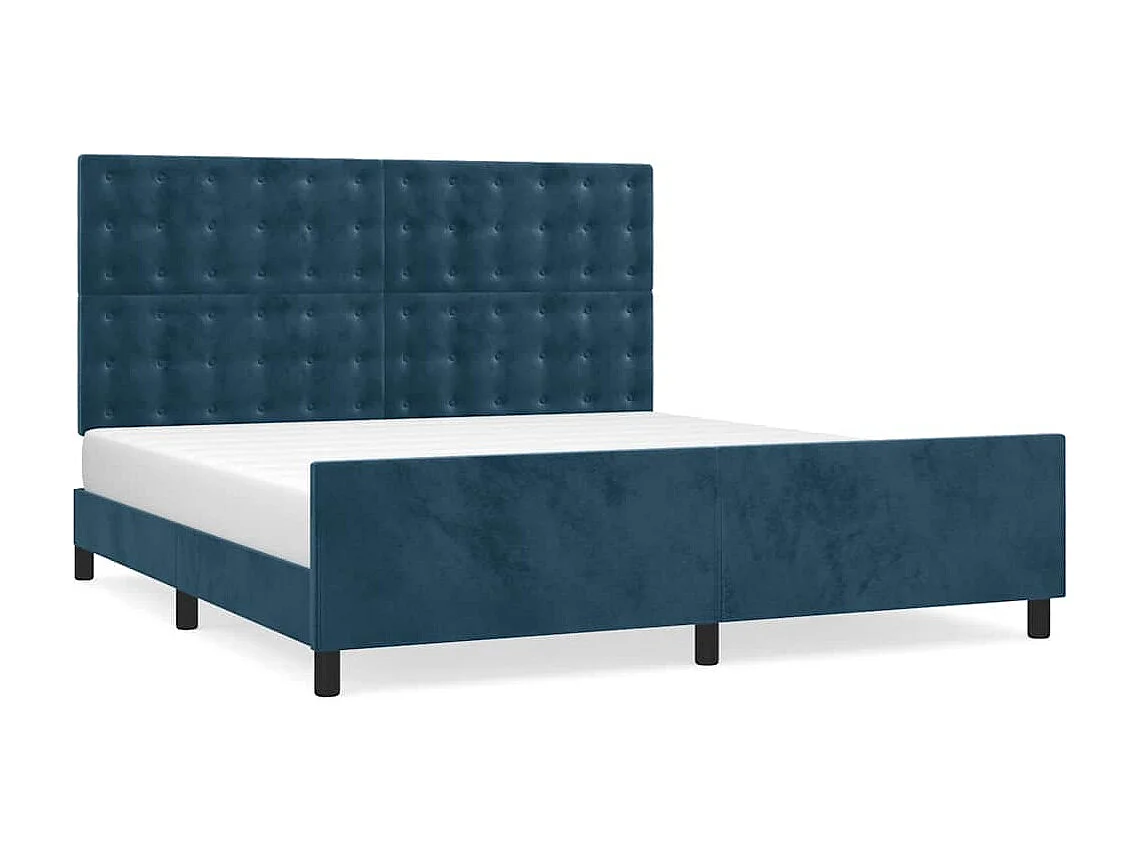 Cadre de lit sans matelas bleu foncé velours