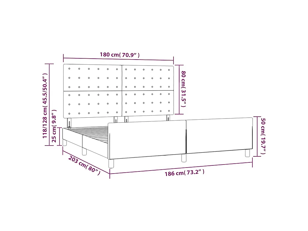 Cadre de lit sans matelas bleu foncé velours