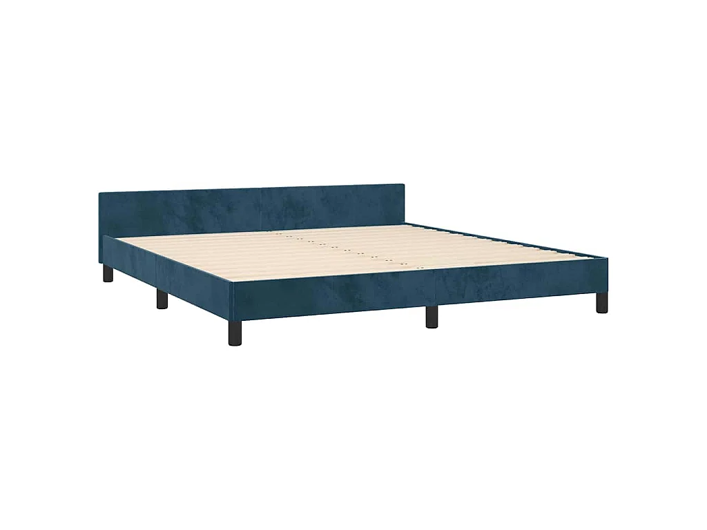 Cadre de lit sans matelas bleu foncé velours