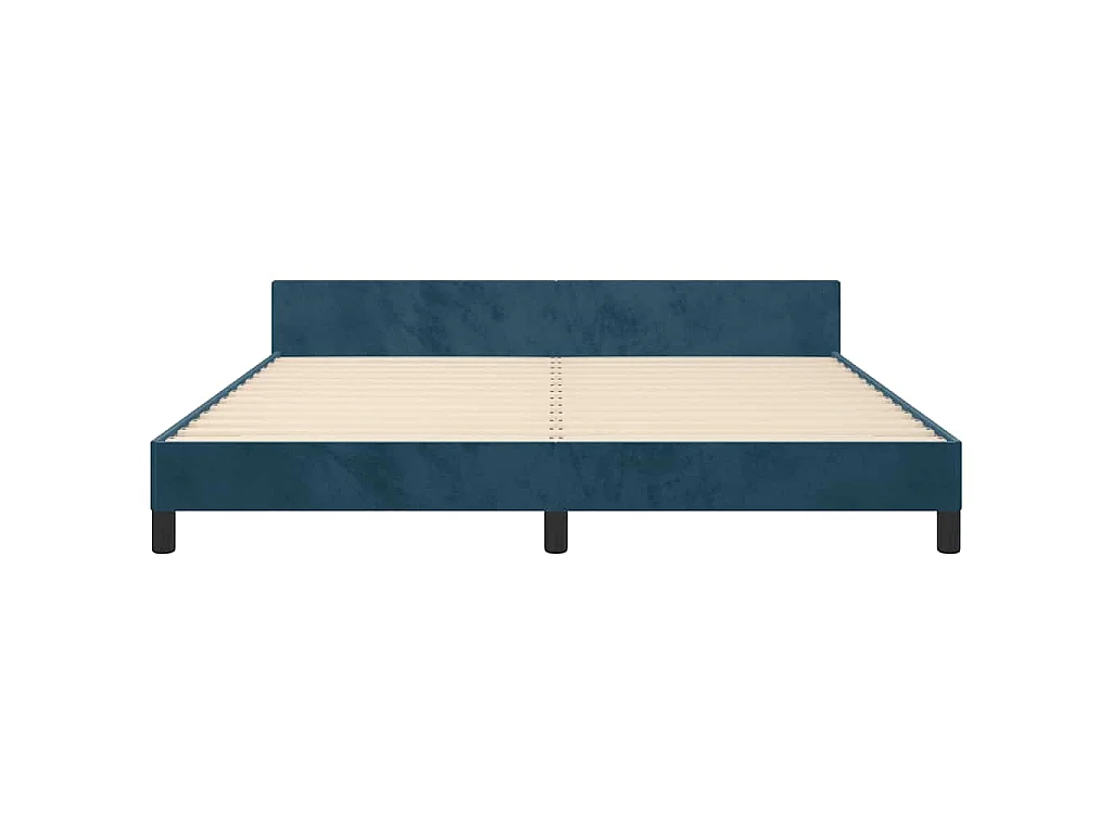 Cadre de lit sans matelas bleu foncé velours