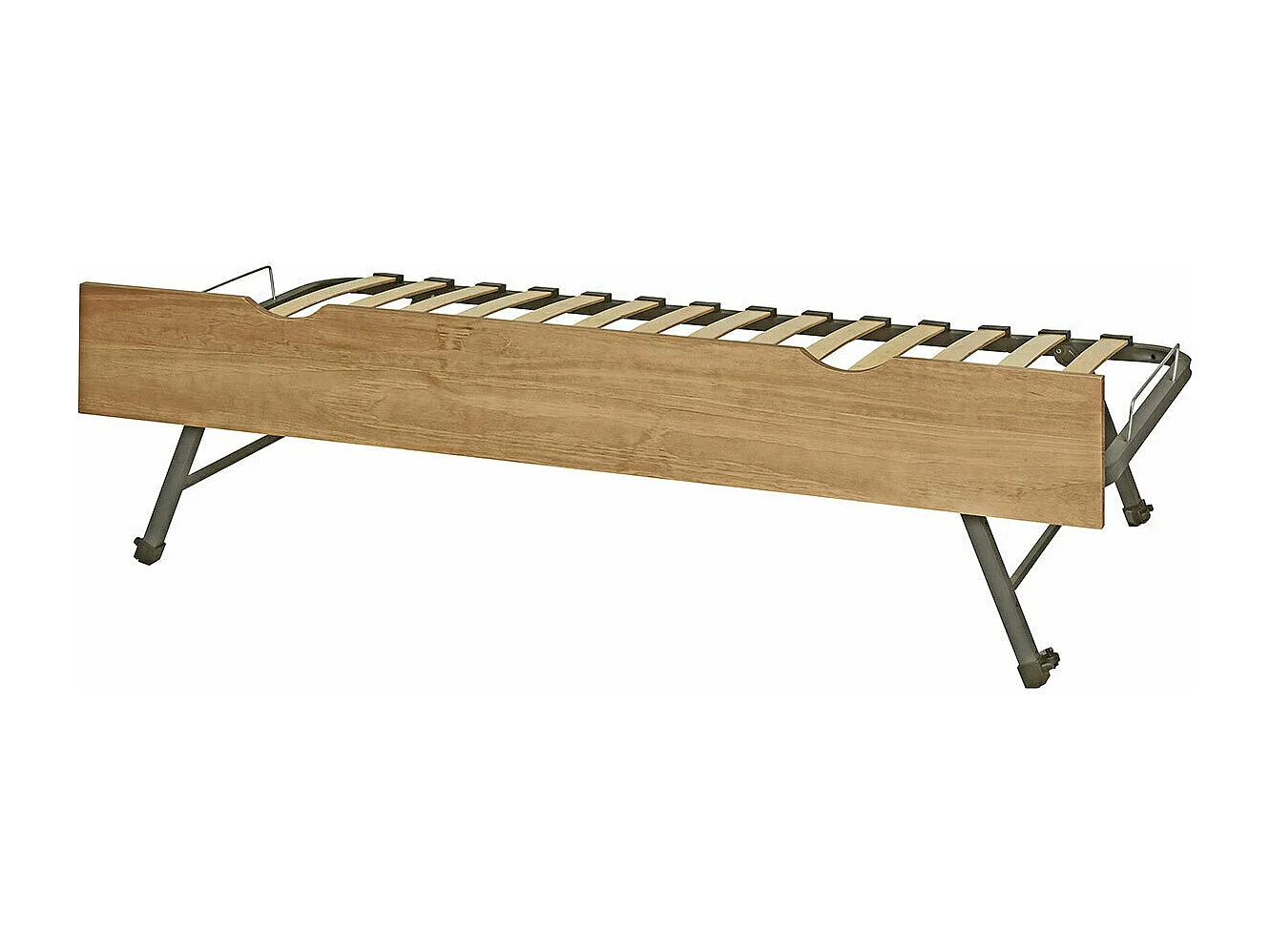 Sommier gigogne avec façade 2 mains 80x190 cm bois massif noisette MAKURIA