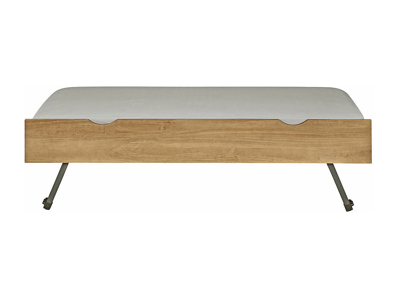 Sommier gigogne avec façade 2 mains 80x200 cm bois massif noisette MAKURIA