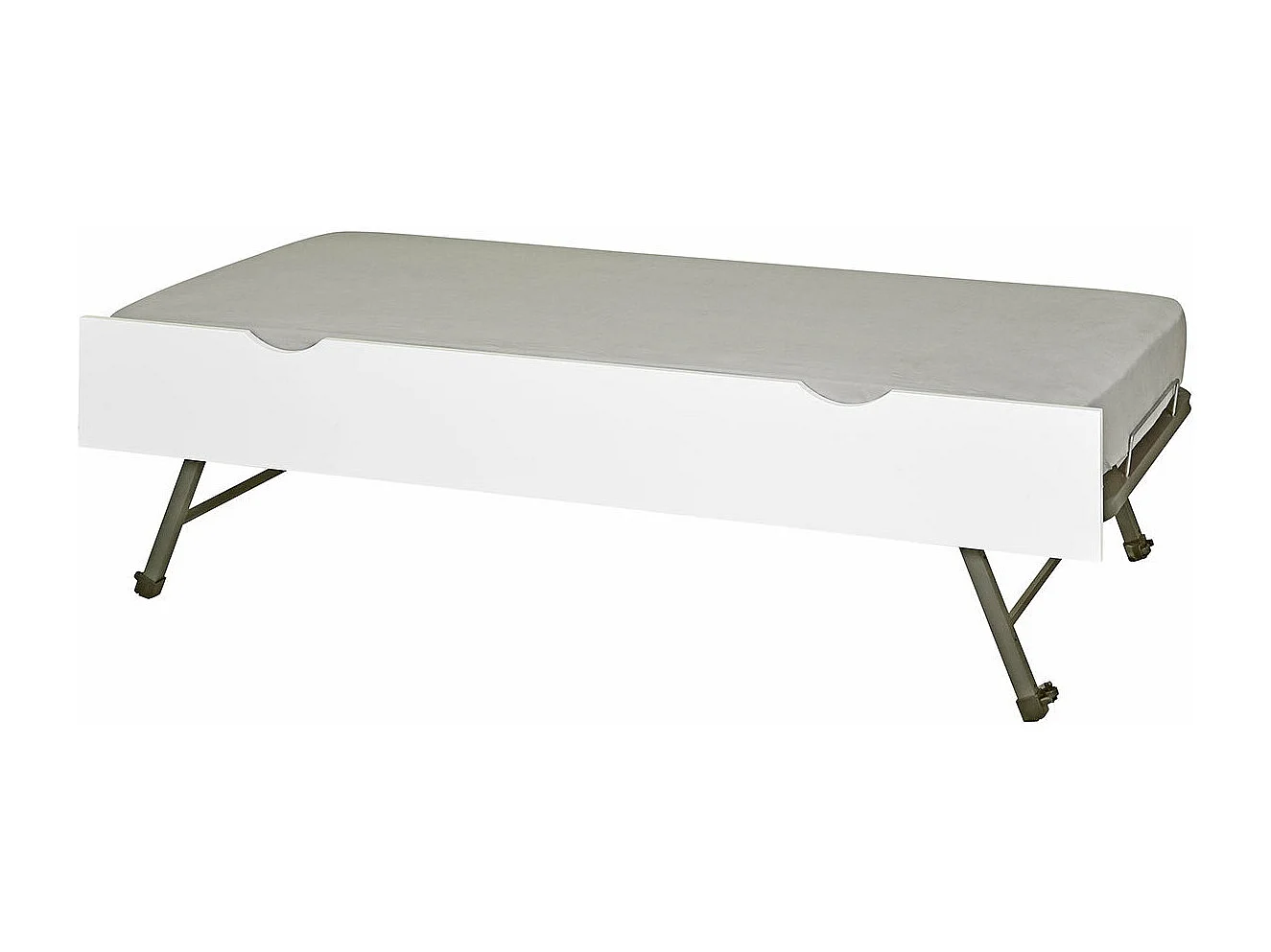 Sommier gigogne avec façade 2 mains 80x200 cm bois massif blanc MAKURIA