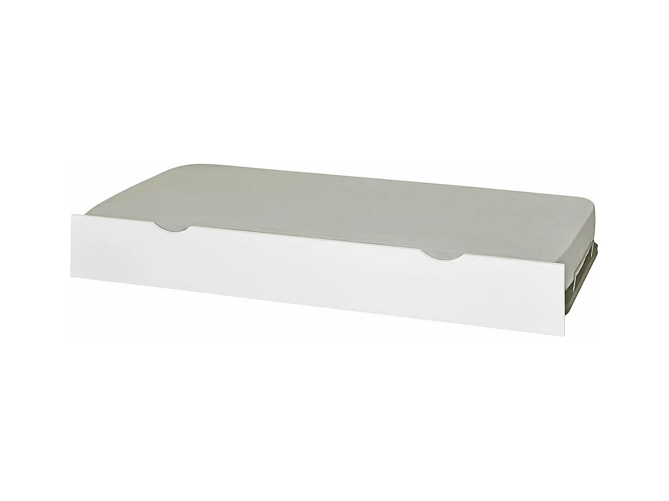 Sommier gigogne avec façade 2 mains 80x200 cm bois massif blanc MAKURIA