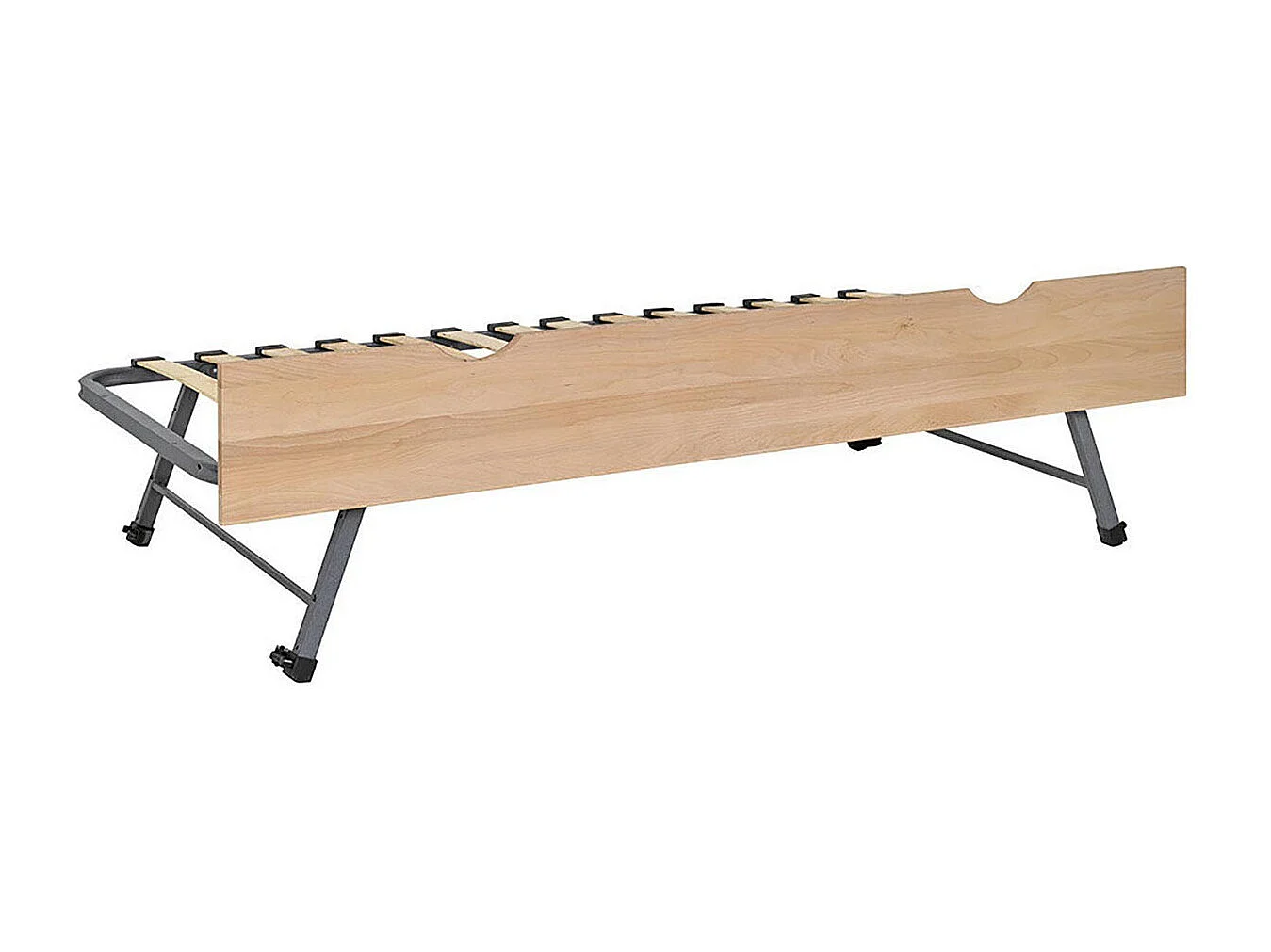 Sommier gigogne avec façade 2 mains 80x190 cm bois massif hêtre MAKURIA