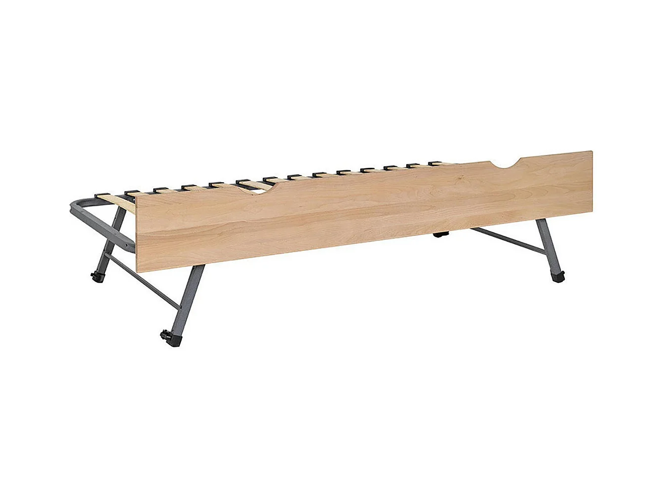 Sommier gigogne avec façade 2 mains 80x190 cm bois massif hêtre MAKURIA